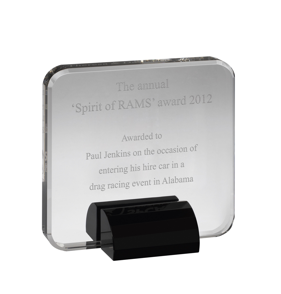 AC143 Engraved Black & Clear Optical Crystal